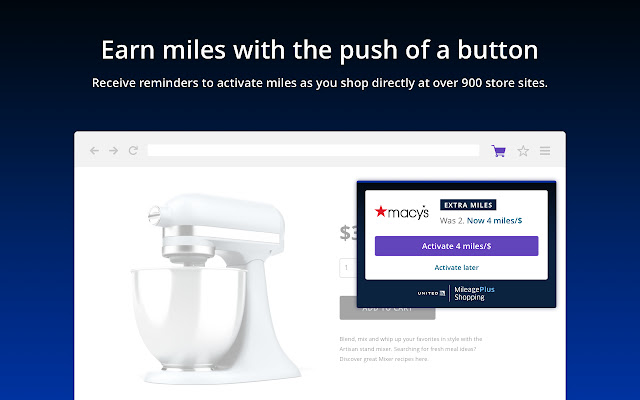 United Airlines MileagePlus® Shopping button from Chrome web store to be run with OffiDocs Chromium online United Airlines MileagePlus® Shopping button from Chrome web store to be run with OffiDocs Chromium online