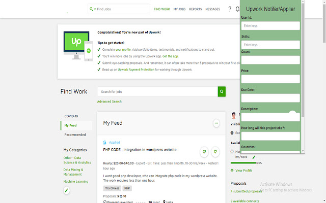 Upwork Jobs Notifier from Chrome web store to be run with OffiDocs Chromium online Upwork Jobs Notifier from Chrome web store to be run with OffiDocs Chromium online