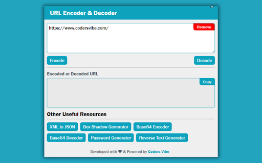 URL Encoder/Decoder from Chrome web store to be run with OffiDocs Chromium online URL Encoder/Decoder from Chrome web store to be run with OffiDocs Chromium online