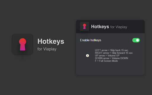 Viaplay Hotkeys: keyboard shortcuts from Chrome web store to be run with OffiDocs Chromium online Viaplay Hotkeys: keyboard shortcuts from Chrome web store to be run with OffiDocs Chromium online