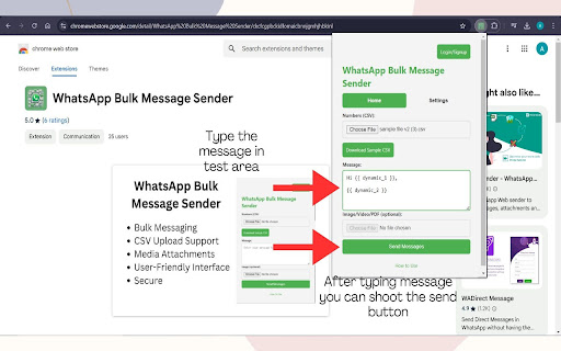 WhatsApp Bulk Message Sender from Chrome web store to be run with OffiDocs Chromium online WhatsApp Bulk Message Sender from Chrome web store to be run with OffiDocs Chromium online