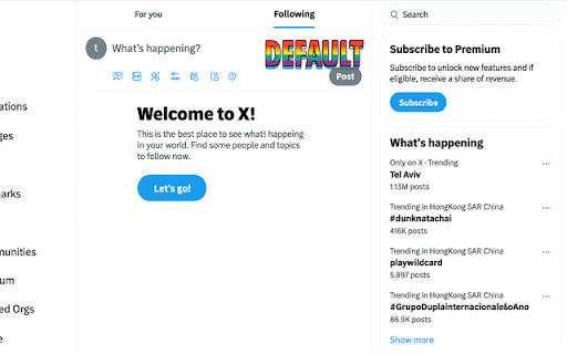 X.com Follow Tab Default from Chrome web store to be run with OffiDocs Chromium online X.com Follow Tab Default from Chrome web store to be run with OffiDocs Chromium online