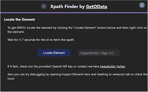 Xpath Finder from Chrome web store to be run with OffiDocs Chromium online Xpath Finder from Chrome web store to be run with OffiDocs Chromium online