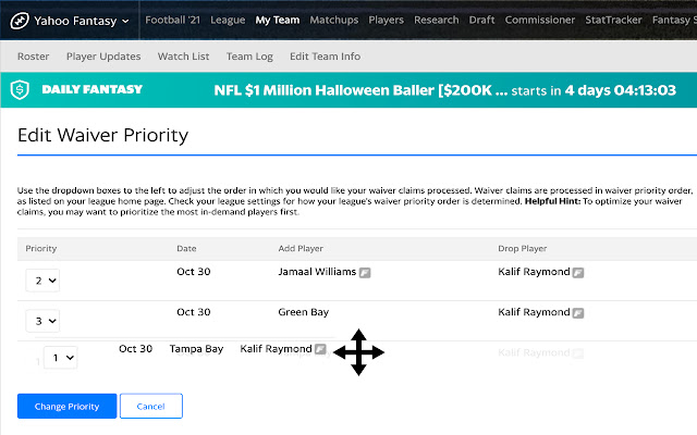Yahoo Fantasy Waivers from Chrome web store to be run with OffiDocs Chromium online Yahoo Fantasy Waivers from Chrome web store to be run with OffiDocs Chromium online