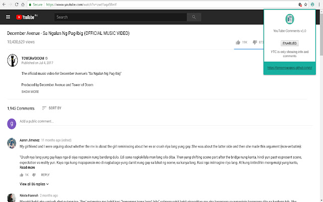 YouTube Comments from Chrome web store to be run with OffiDocs Chromium online YouTube Comments from Chrome web store to be run with OffiDocs Chromium online
