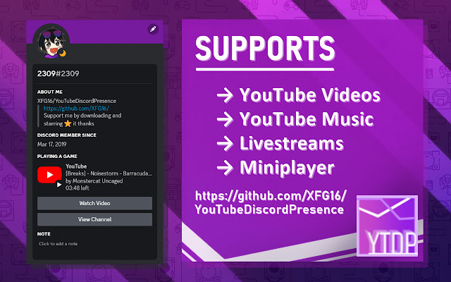YouTubeDiscordPresence from Chrome web store to be run with OffiDocs Chromium online YouTubeDiscordPresence from Chrome web store to be run with OffiDocs Chromium online