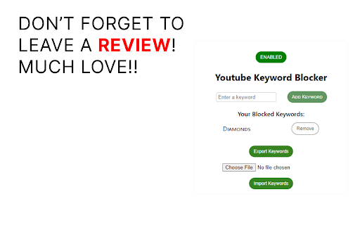 YouTube Keyword Blocker from Chrome web store to be run with OffiDocs Chromium online YouTube Keyword Blocker from Chrome web store to be run with OffiDocs Chromium online