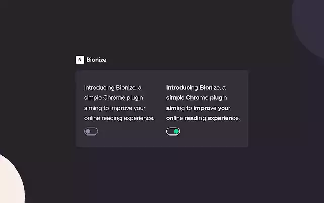 Bionize from Chrome web store to be run with OffiDocs Chromium online Bionize from Chrome web store to be run with OffiDocs Chromium online