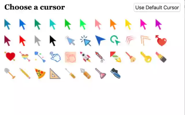 Change Cursors for Chrome from Chrome web store to be run with OffiDocs Chromium online Change Cursors for Chrome from Chrome web store to be run with OffiDocs Chromium online
