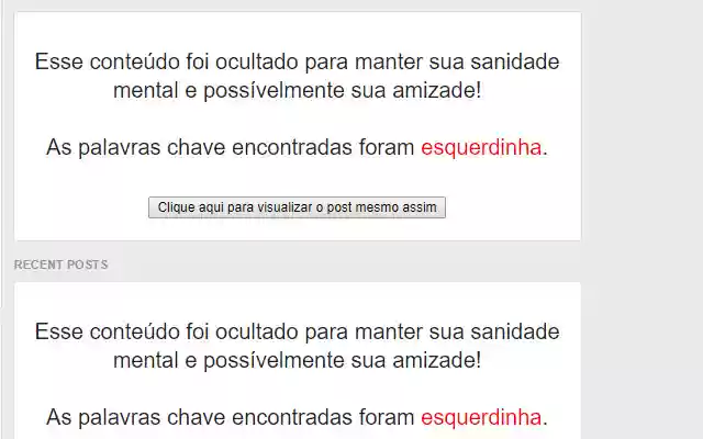 Chega de política no Facebook from Chrome web store to be run with OffiDocs Chromium online Chega de política no Facebook from Chrome web store to be run with OffiDocs Chromium online