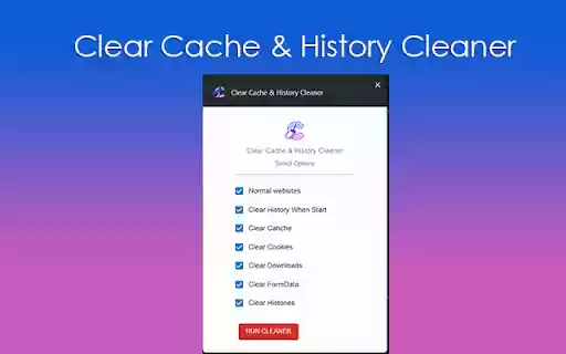 Clear Cache History Cleaner from Chrome web store to be run with OffiDocs Chromium online Clear Cache History Cleaner from Chrome web store to be run with OffiDocs Chromium online