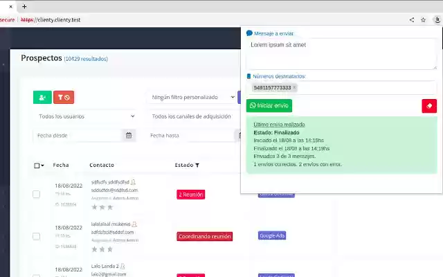 Clienty Wap Sender from Chrome web store to be run with OffiDocs Chromium online Clienty Wap Sender from Chrome web store to be run with OffiDocs Chromium online