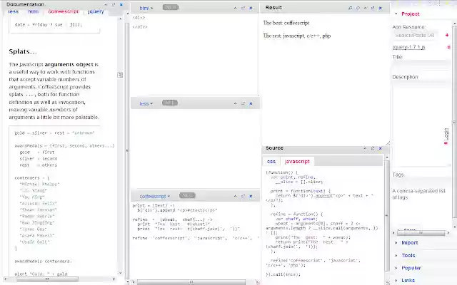 CoffeeScript IDE from Chrome web store to be run with OffiDocs Chromium online CoffeeScript IDE from Chrome web store to be run with OffiDocs Chromium online