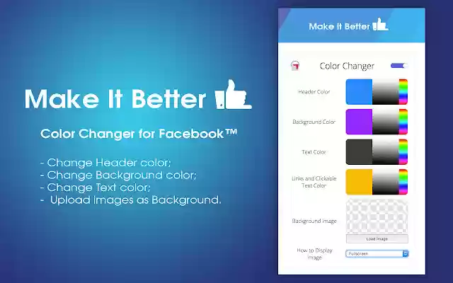 Color Changer for Facebook™ from Chrome web store to be run with OffiDocs Chromium online Color Changer for Facebook™ from Chrome web store to be run with OffiDocs Chromium online