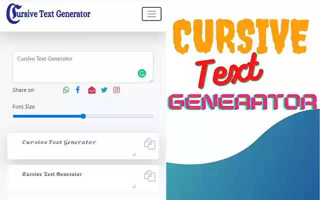 Cursive Text Generator» 100+ Cursivee Fonts from Chrome web store to be run with OffiDocs Chromium online Cursive Text Generator» 100+ Cursivee Fonts from Chrome web store to be run with OffiDocs Chromium online