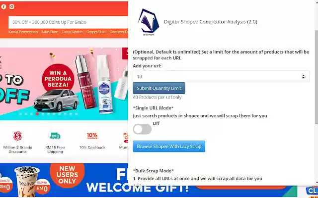 Digitor Shopee Competitor Analysis from Chrome web store to be run with OffiDocs Chromium online Digitor Shopee Competitor Analysis from Chrome web store to be run with OffiDocs Chromium online