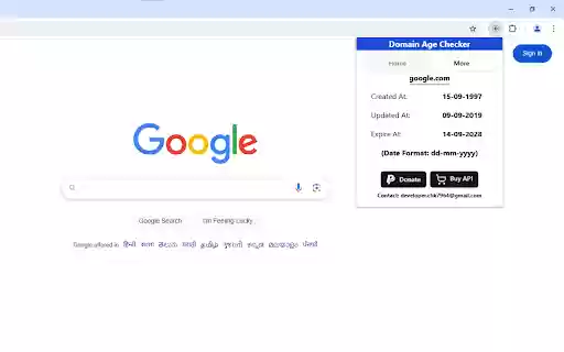 Domain Age Checker | Website Age Checker from Chrome web store to be run with OffiDocs Chromium online Domain Age Checker | Website Age Checker from Chrome web store to be run with OffiDocs Chromium online