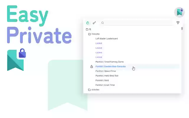 Easy Private Bookmarks from Chrome web store to be run with OffiDocs Chromium online Easy Private Bookmarks from Chrome web store to be run with OffiDocs Chromium online