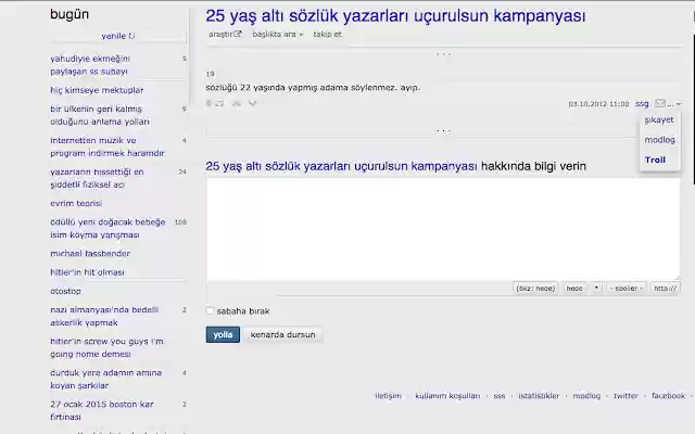 Ekşi Sözlük Troll Butonu from Chrome web store to be run with OffiDocs Chromium online Ekşi Sözlük Troll Butonu from Chrome web store to be run with OffiDocs Chromium online
