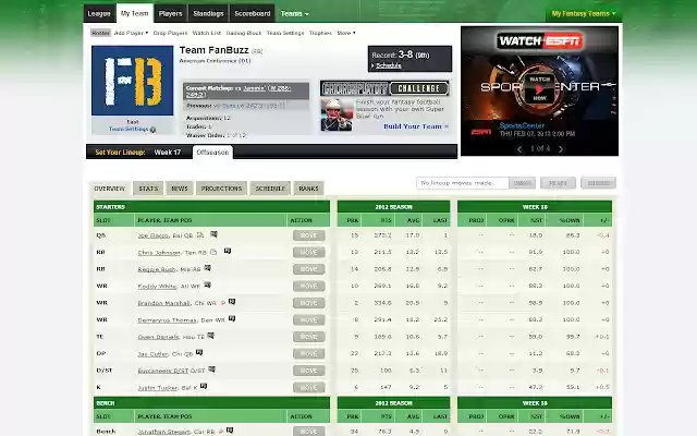 FanBuzz for ESPN Fantasy Sports from Chrome web store to be run with OffiDocs Chromium online FanBuzz for ESPN Fantasy Sports from Chrome web store to be run with OffiDocs Chromium online