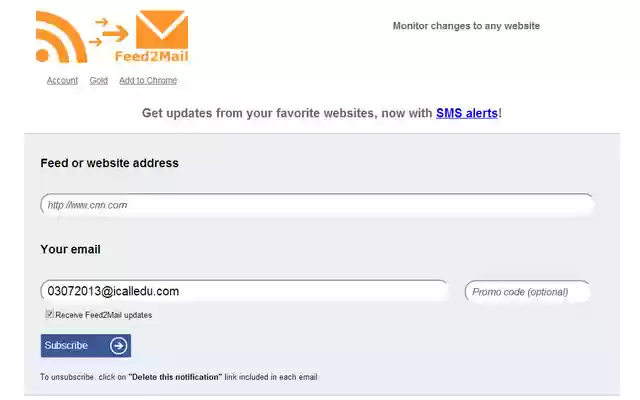 Feed2Mail from Chrome web store to be run with OffiDocs Chromium online Feed2Mail from Chrome web store to be run with OffiDocs Chromium online
