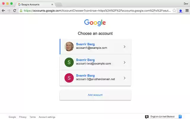 Google Account Chooser from Chrome web store to be run with OffiDocs Chromium online Google Account Chooser from Chrome web store to be run with OffiDocs Chromium online