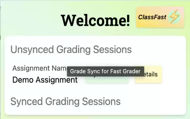 Grade Sync for Fast Grader from Chrome web store to be run with OffiDocs Chromium online Grade Sync for Fast Grader from Chrome web store to be run with OffiDocs Chromium online