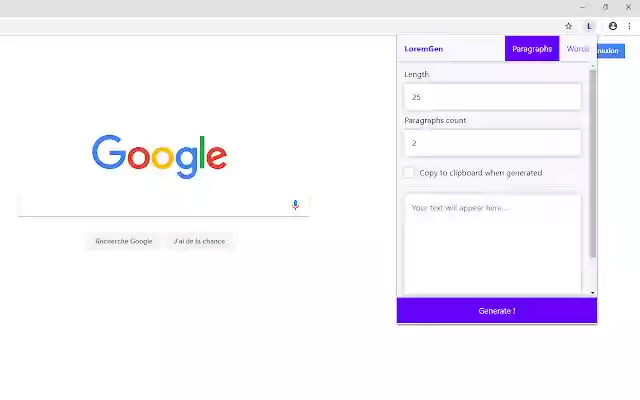 Lorem Gen from Chrome web store to be run with OffiDocs Chromium online Lorem Gen from Chrome web store to be run with OffiDocs Chromium online