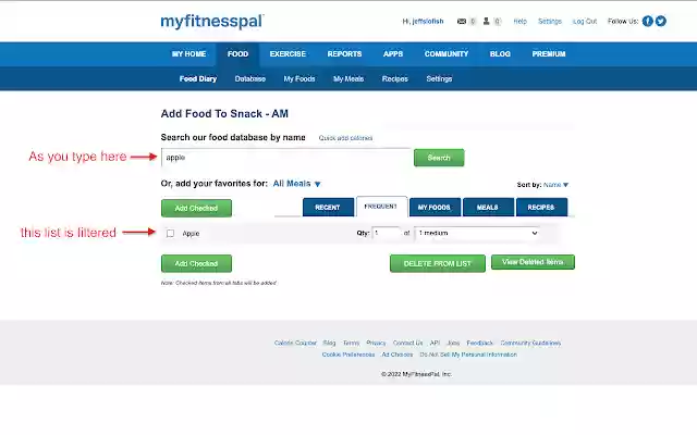 myfitnesspal EASIER search from Chrome web store to be run with OffiDocs Chromium online myfitnesspal EASIER search from Chrome web store to be run with OffiDocs Chromium online
