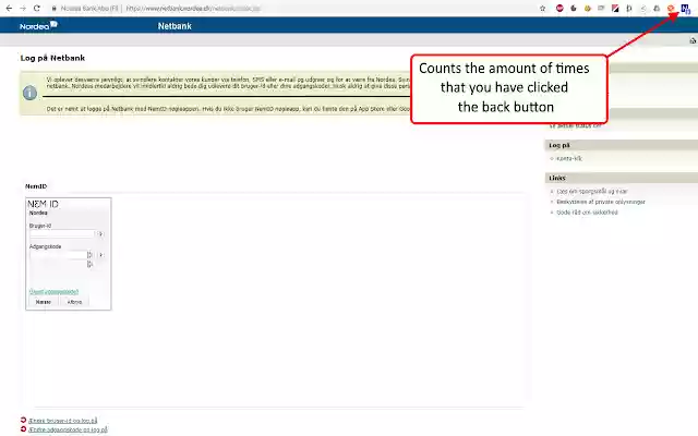 Nordea Back Button Blocker from Chrome web store to be run with OffiDocs Chromium online Nordea Back Button Blocker from Chrome web store to be run with OffiDocs Chromium online