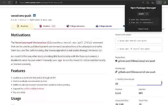 Npm Package Manager from Chrome web store to be run with OffiDocs Chromium online Npm Package Manager from Chrome web store to be run with OffiDocs Chromium online