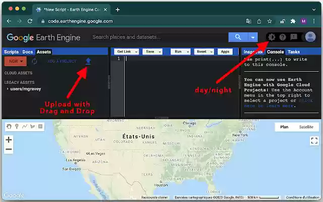 Open Earth Engine extension from Chrome web store to be run with OffiDocs Chromium online Open Earth Engine extension from Chrome web store to be run with OffiDocs Chromium online