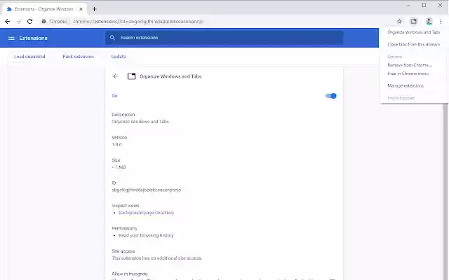 Organize Windows and Tabs from Chrome web store to be run with OffiDocs Chromium online Organize Windows and Tabs from Chrome web store to be run with OffiDocs Chromium online
