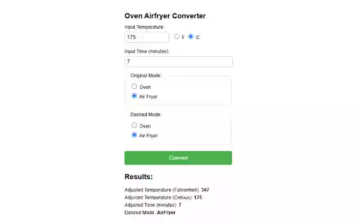 Oven Airfryer Converter from Chrome web store to be run with OffiDocs Chromium online Oven Airfryer Converter from Chrome web store to be run with OffiDocs Chromium online