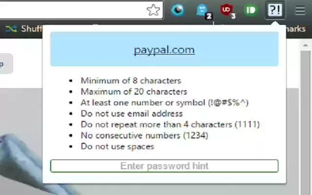 Password Hint from Chrome web store to be run with OffiDocs Chromium online Password Hint from Chrome web store to be run with OffiDocs Chromium online