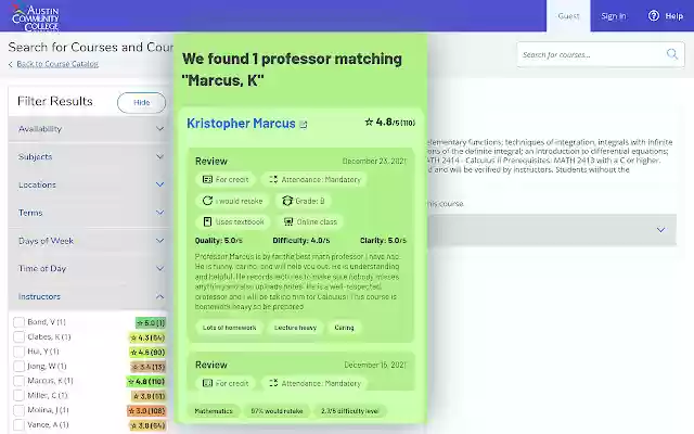 Rate My Professor, for ACC from Chrome web store to be run with OffiDocs Chromium online Rate My Professor, for ACC from Chrome web store to be run with OffiDocs Chromium online