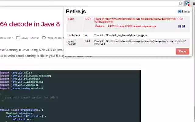 retire.js from Chrome web store to be run with OffiDocs Chromium online retire.js from Chrome web store to be run with OffiDocs Chromium online