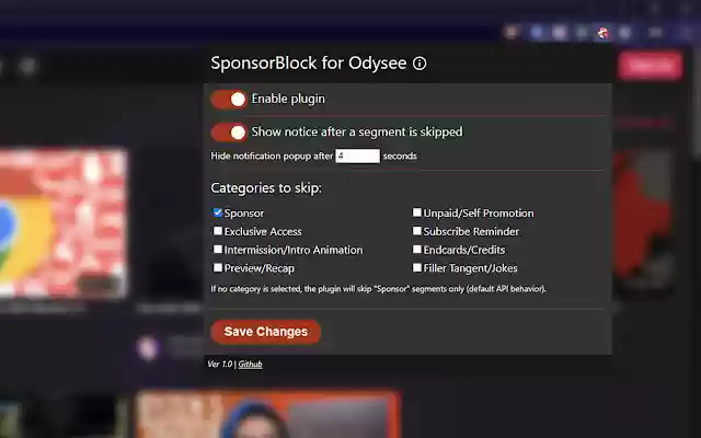 SponsorBlock for Odysee from Chrome web store to be run with OffiDocs Chromium online SponsorBlock for Odysee from Chrome web store to be run with OffiDocs Chromium online