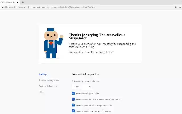 The Marvellous Suspender from Chrome web store to be run with OffiDocs Chromium online The Marvellous Suspender from Chrome web store to be run with OffiDocs Chromium online