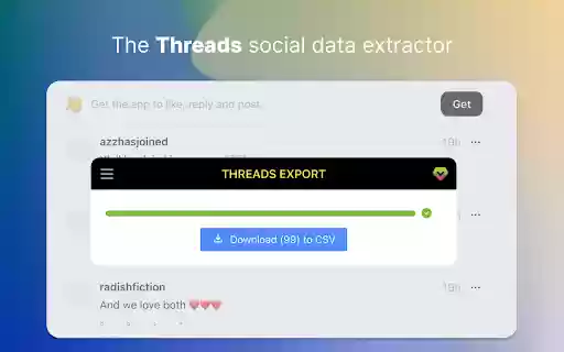 Threads Scraper Export Tool for Threads from Chrome web store to be run with OffiDocs Chromium online Threads Scraper Export Tool for Threads from Chrome web store to be run with OffiDocs Chromium online