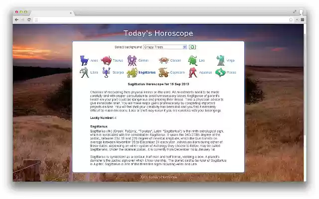 Todays Horoscope from Chrome web store to be run with OffiDocs Chromium online Todays Horoscope from Chrome web store to be run with OffiDocs Chromium online