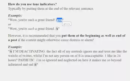 Tone Indicators Explained from Chrome web store to be run with OffiDocs Chromium online Tone Indicators Explained from Chrome web store to be run with OffiDocs Chromium online
