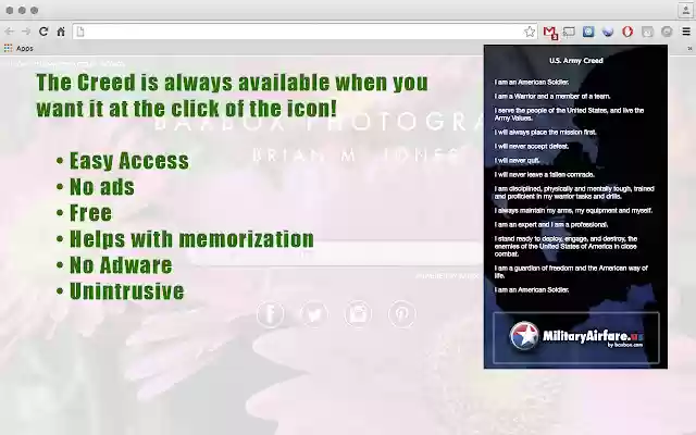 U.S. Army Creed from Chrome web store to be run with OffiDocs Chromium online U.S. Army Creed from Chrome web store to be run with OffiDocs Chromium online