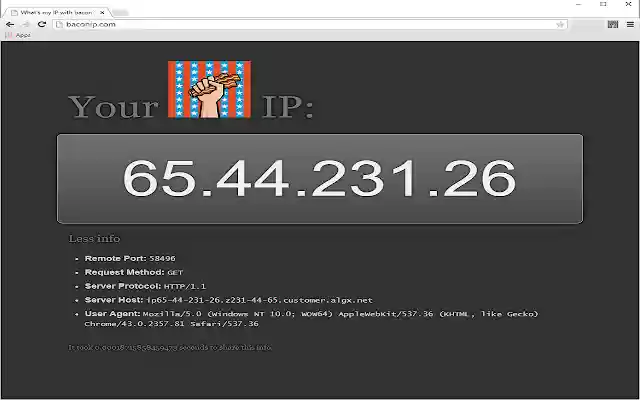 What is my IP with Bacon? from Chrome web store to be run with OffiDocs Chromium online What is my IP with Bacon? from Chrome web store to be run with OffiDocs Chromium online