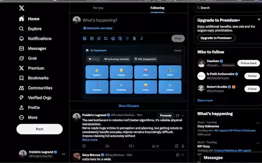 X AI Assistant from Chrome web store to be run with OffiDocs Chromium online X AI Assistant from Chrome web store to be run with OffiDocs Chromium online