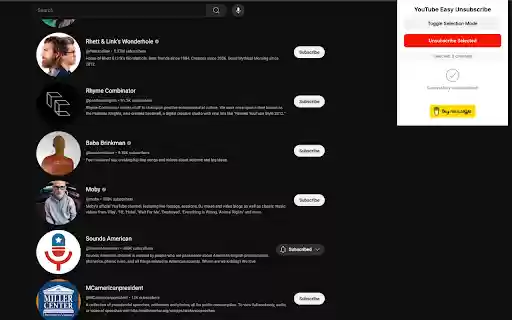 YouTube Easy Unsubscribe from Chrome web store to be run with OffiDocs Chromium online YouTube Easy Unsubscribe from Chrome web store to be run with OffiDocs Chromium online